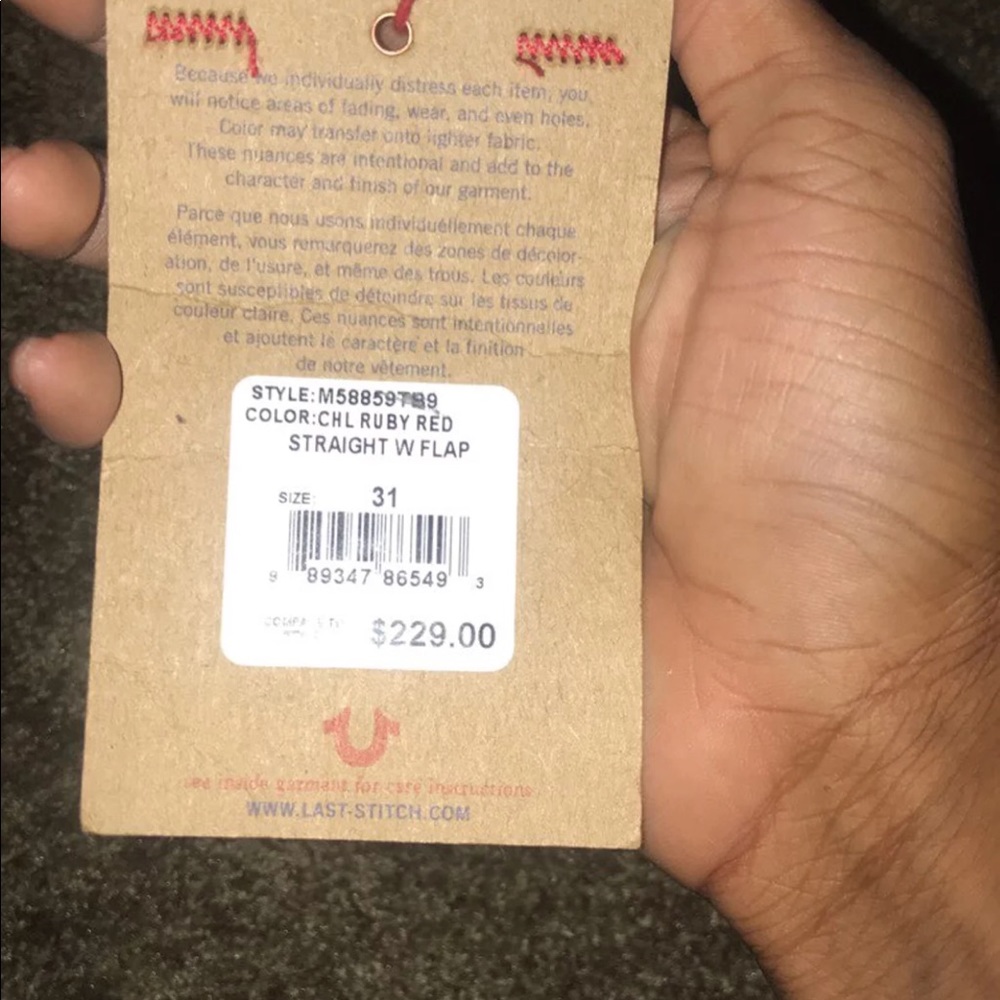 Red True Religion Jeans